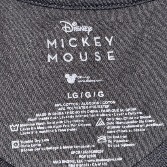 Disney Mickey Mouse black shortsleeve T-shirt mens neon DisneyLand DisneyWorld L - Picture 5 of 6